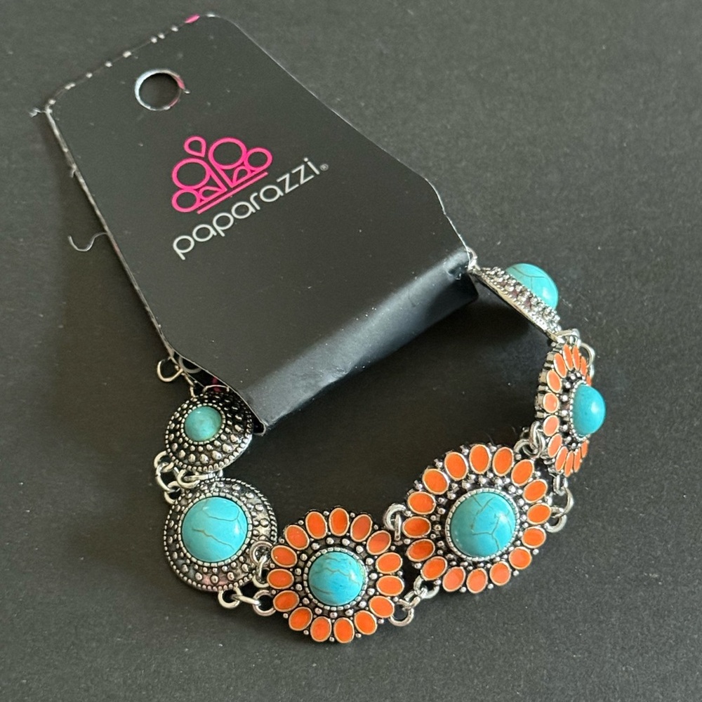 NWT Paparazzi Bodaciously Badlands Orange and Turquoise Bracelet